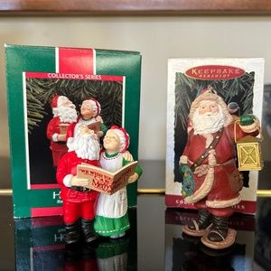 Pair of Hallmark ornaments- “Holiday Duet -1989” and “Merry Olde Santa -  1994”